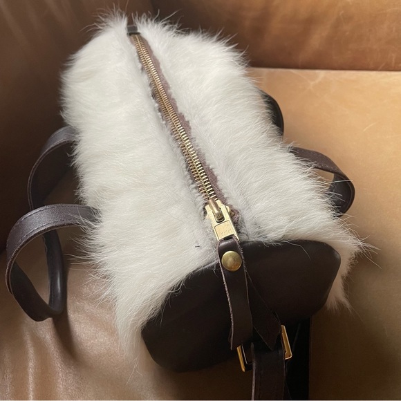 Bonnie Martin calf hair pony hair leather barrel bag 90s Y2K white brown vintage - Picture 4 of 12